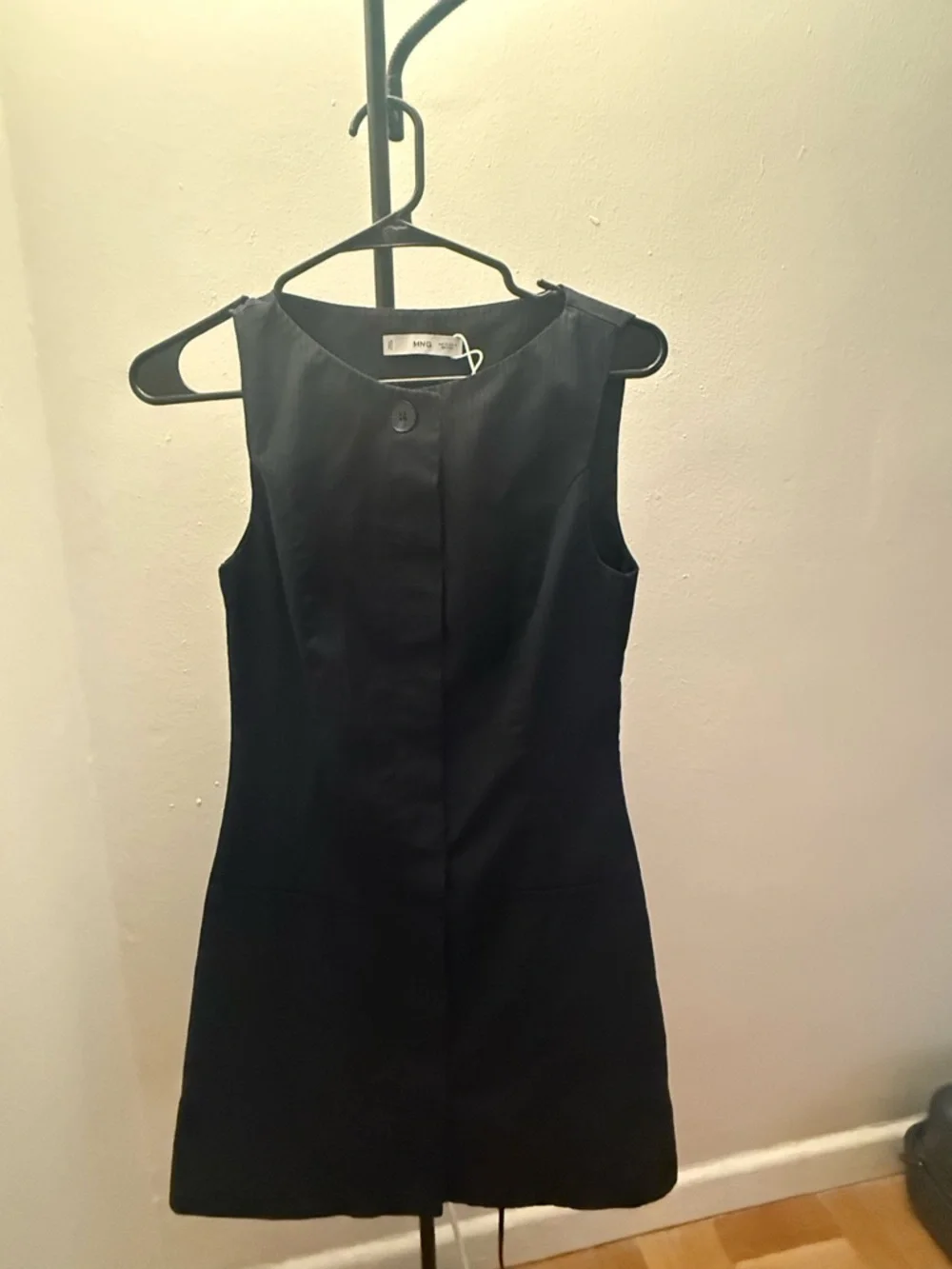 Mango Sleeveless Navy Pinstripe Mini Dress - Picture 4 of 5